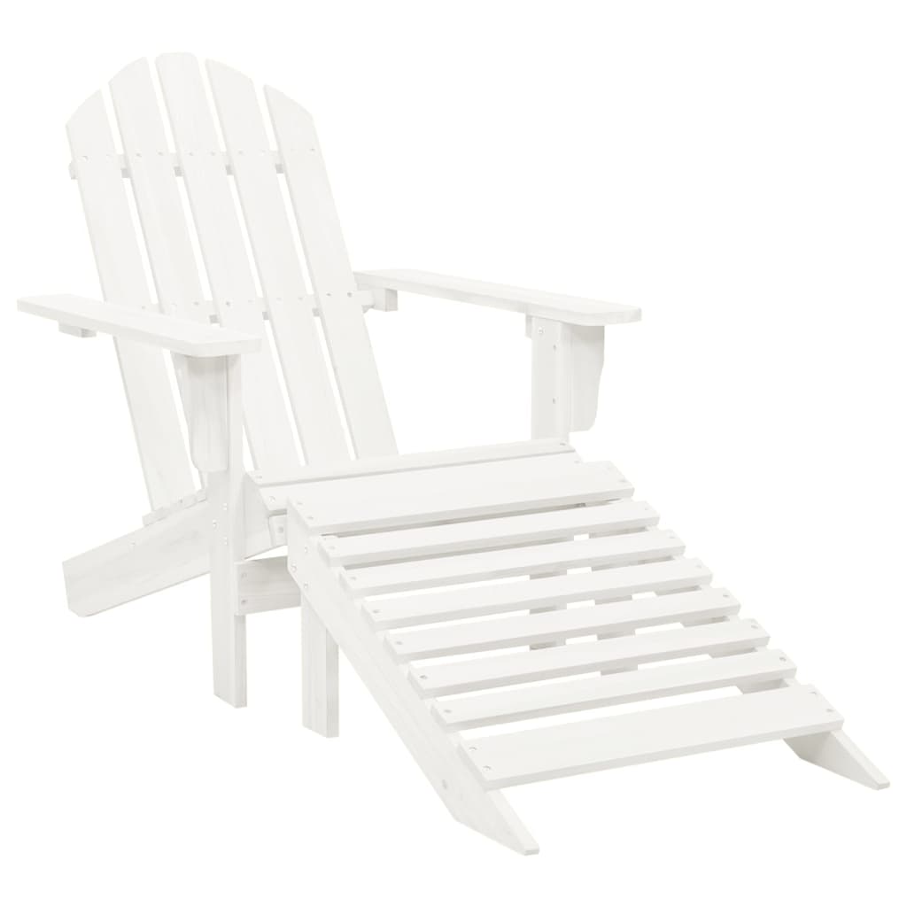 Silla De Jardín Con Otomana Madera Blanca