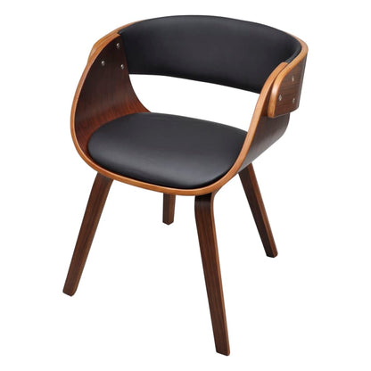 Sillas De Comedor 4 Uds Madera Curvada Cuero Sintético Negro
