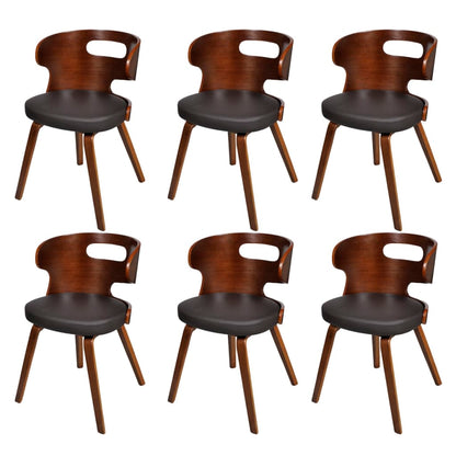 Sillas De Comedor 6 Unidades Madera Y Cuero Sintético Negro