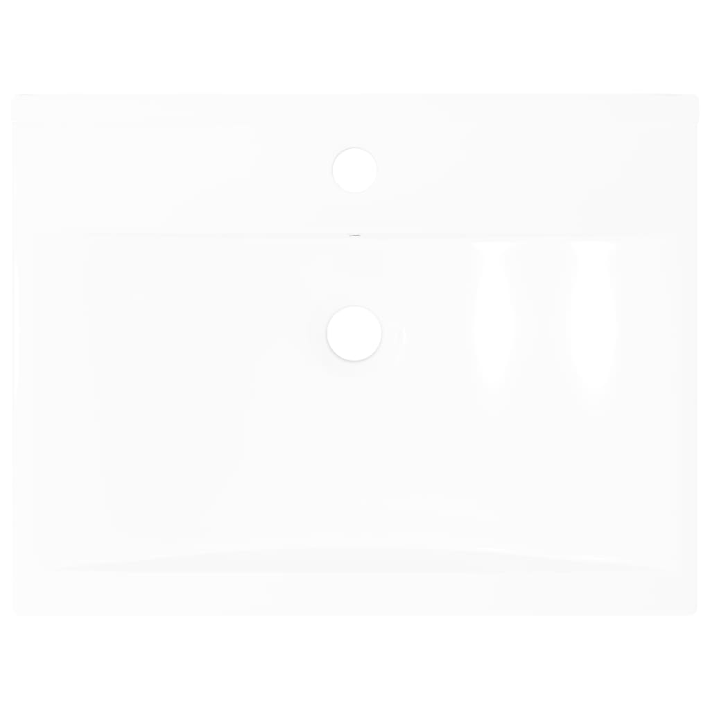 Lavabo De Cerámica Rectangular Con Orificio De Grifo 60X46 Cm