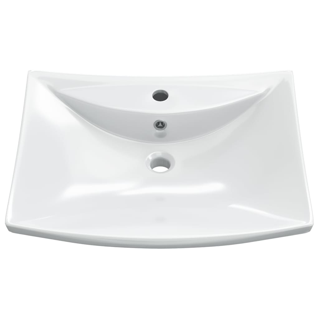 Lavabo De Cerámica Rectangular Con Orificio De Grifo Y Desagüe