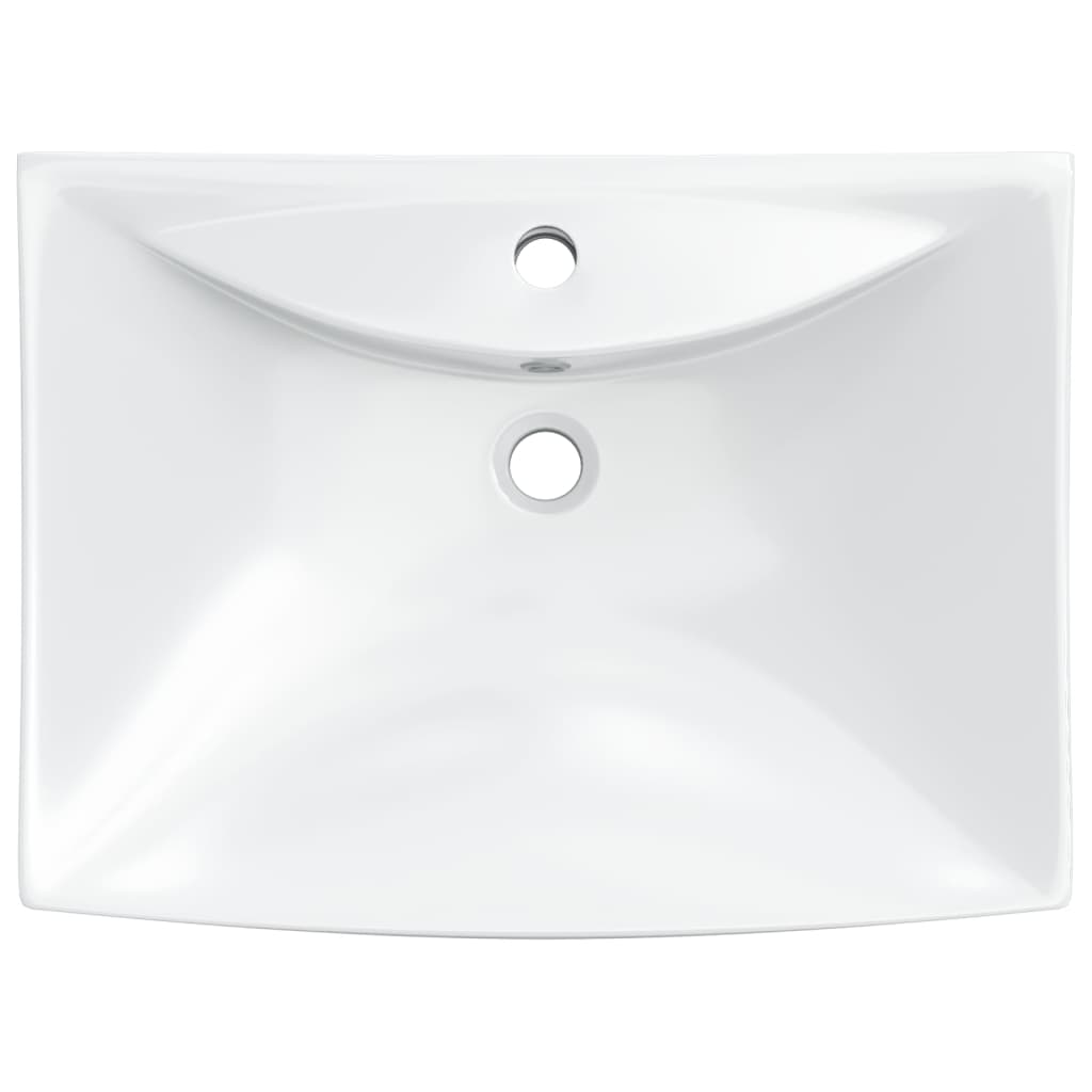 Lavabo De Cerámica Rectangular Con Orificio De Grifo Y Desagüe