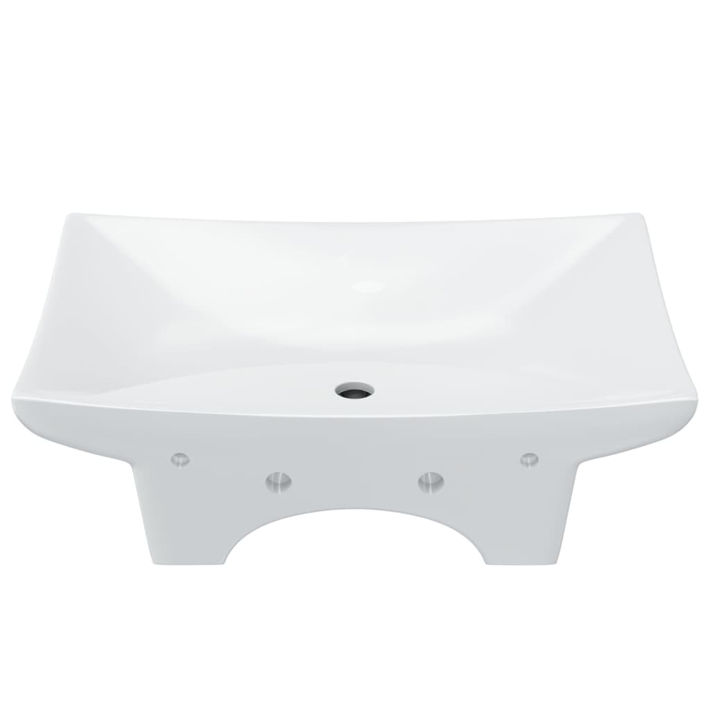 Lavabo De Cerámica Rectangular Con Orificio De Grifo Y Desagüe