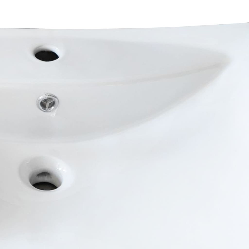 Lavabo De Cerámica Rectangular Con Orificio De Grifo Y Desagüe