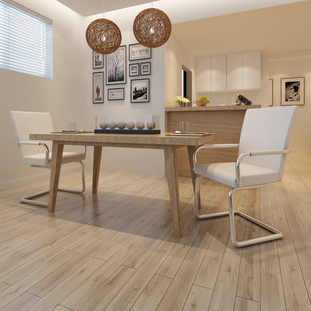 Sillas De Comedor Voladizas 2 Unidades Cuero Sintético