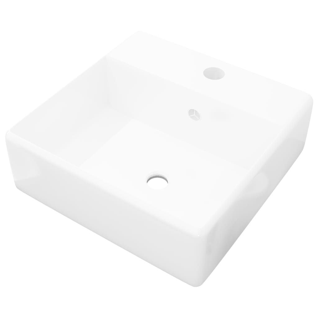 Lavabo Lujoso Cuadrado Cerámica Orificio De Grifo 41X41 Cm