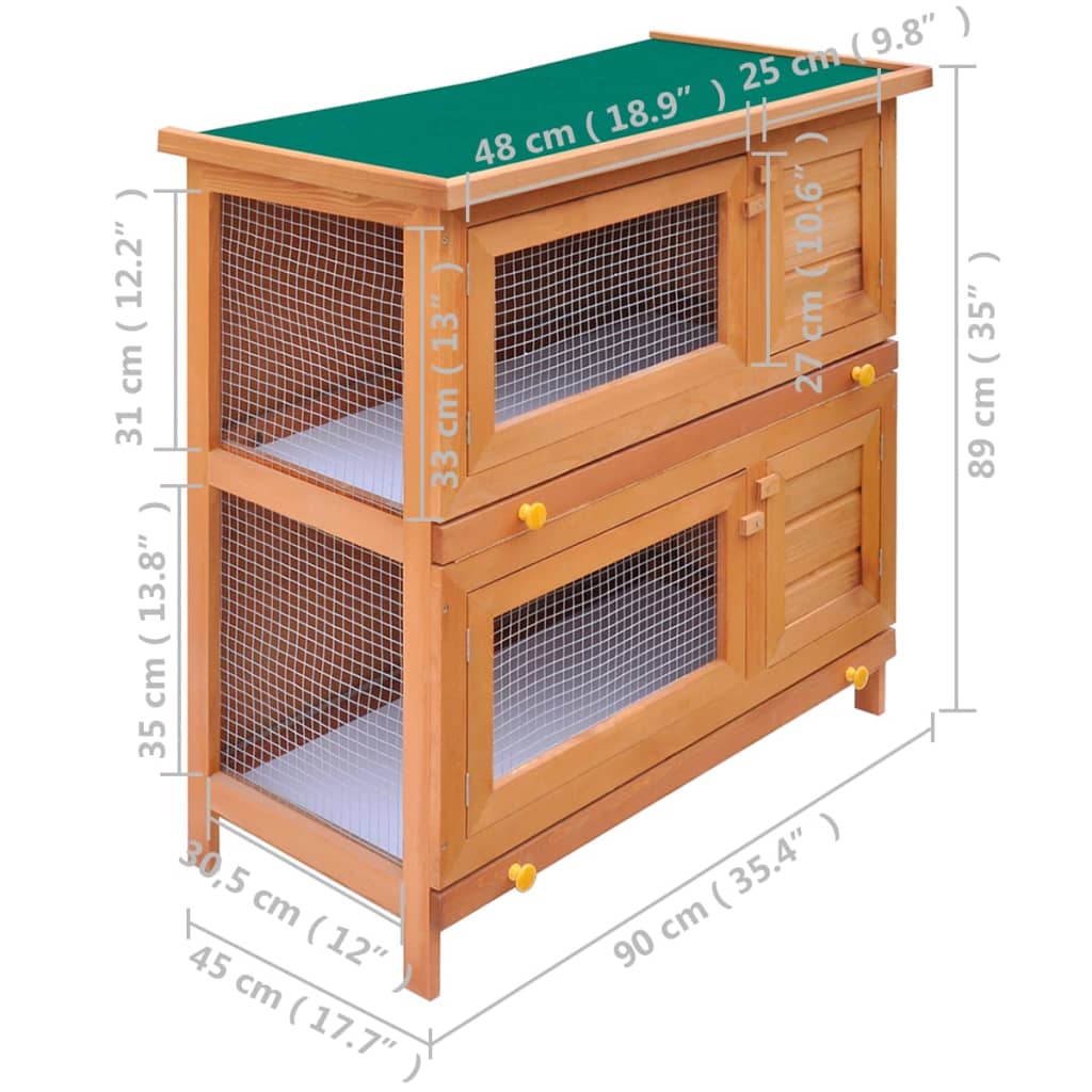 Casa De Animales Pequeños Jaula Conejera 4 Puertas Madera