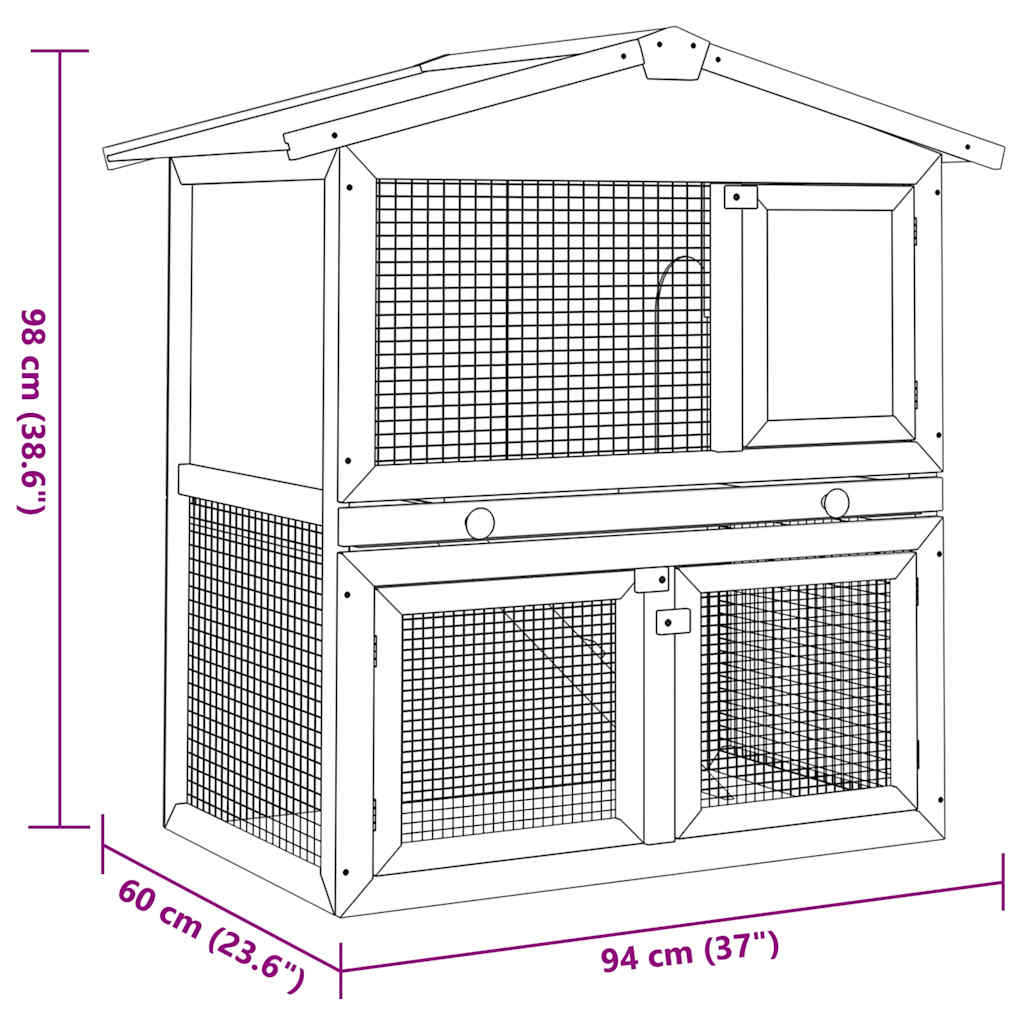 Casa De Animales Pequeños Jaula Conejera 3 Puertas Madera