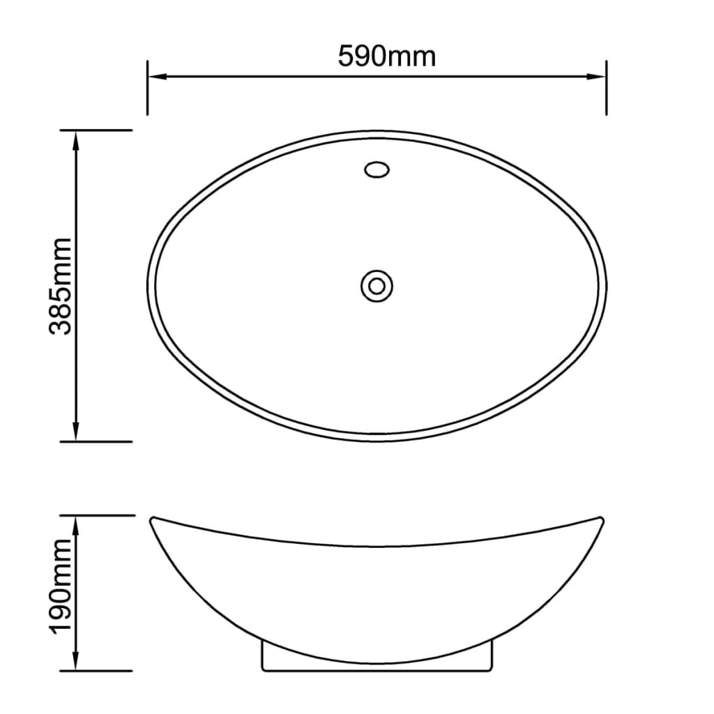 Lavabo Ovalado Y Orificio Desbordamiento Cerámica 59X38,5 Cm