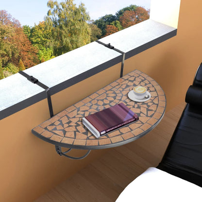 Mesa De Balcón Colgante Mosaico Y Blanco
