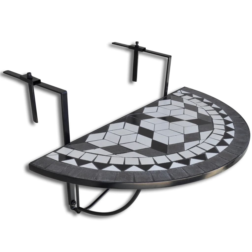 Mesa De Balcón Colgante Mosaico Y Blanco