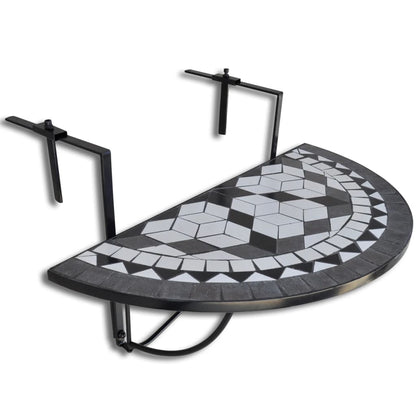 Mesa De Balcón Colgante Mosaico Y Blanco