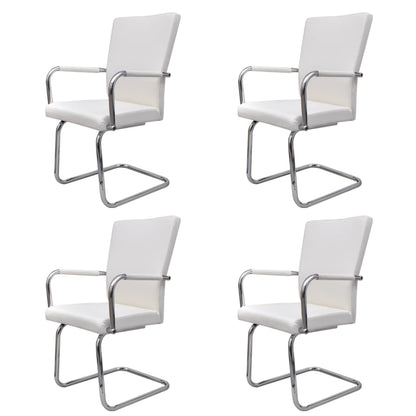 Sillas De Comedor Voladizas 4 Unidades De Tela Blanca