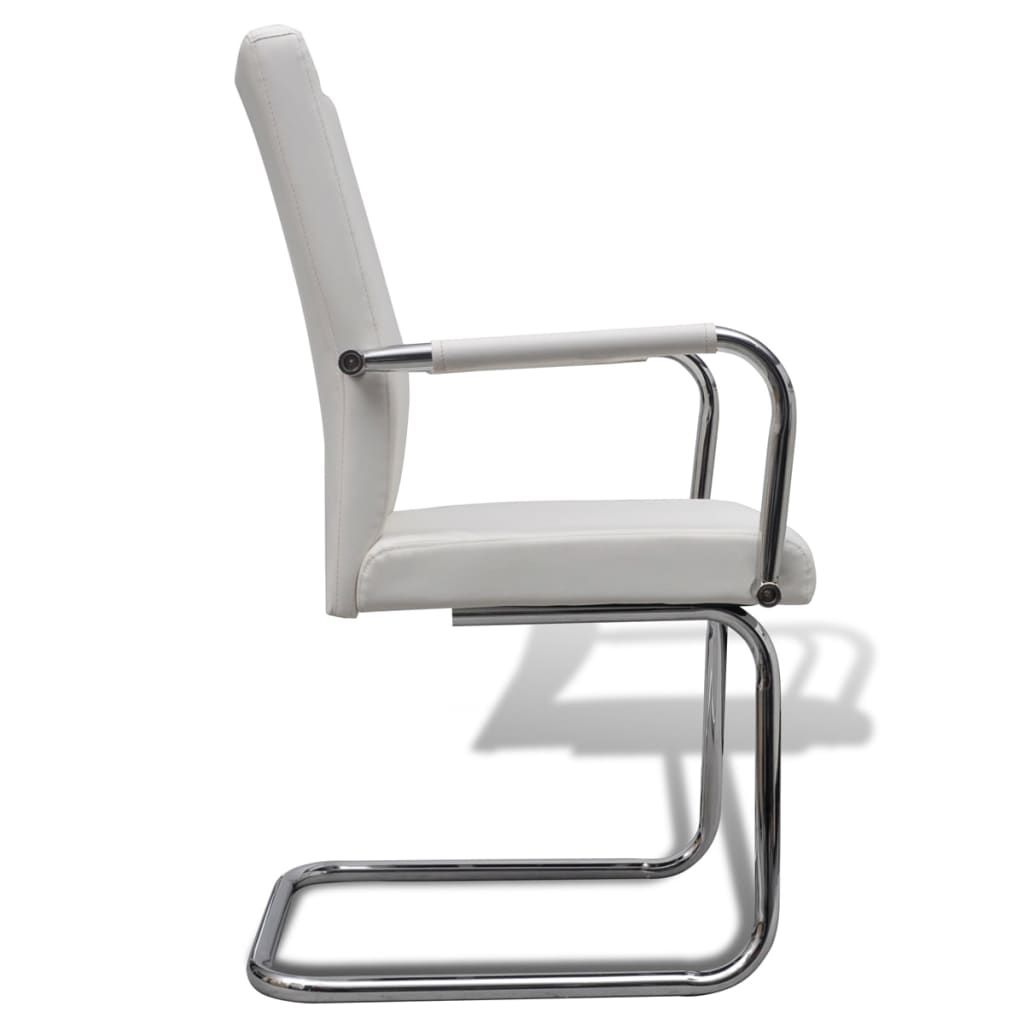 Sillas De Comedor Voladizas 4 Unidades De Tela Blanca