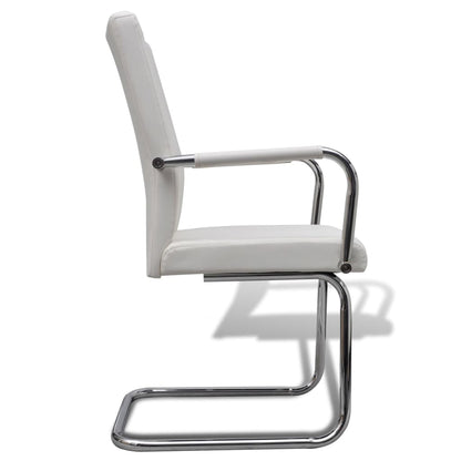 Sillas De Comedor Voladizas 4 Unidades De Tela Blanca