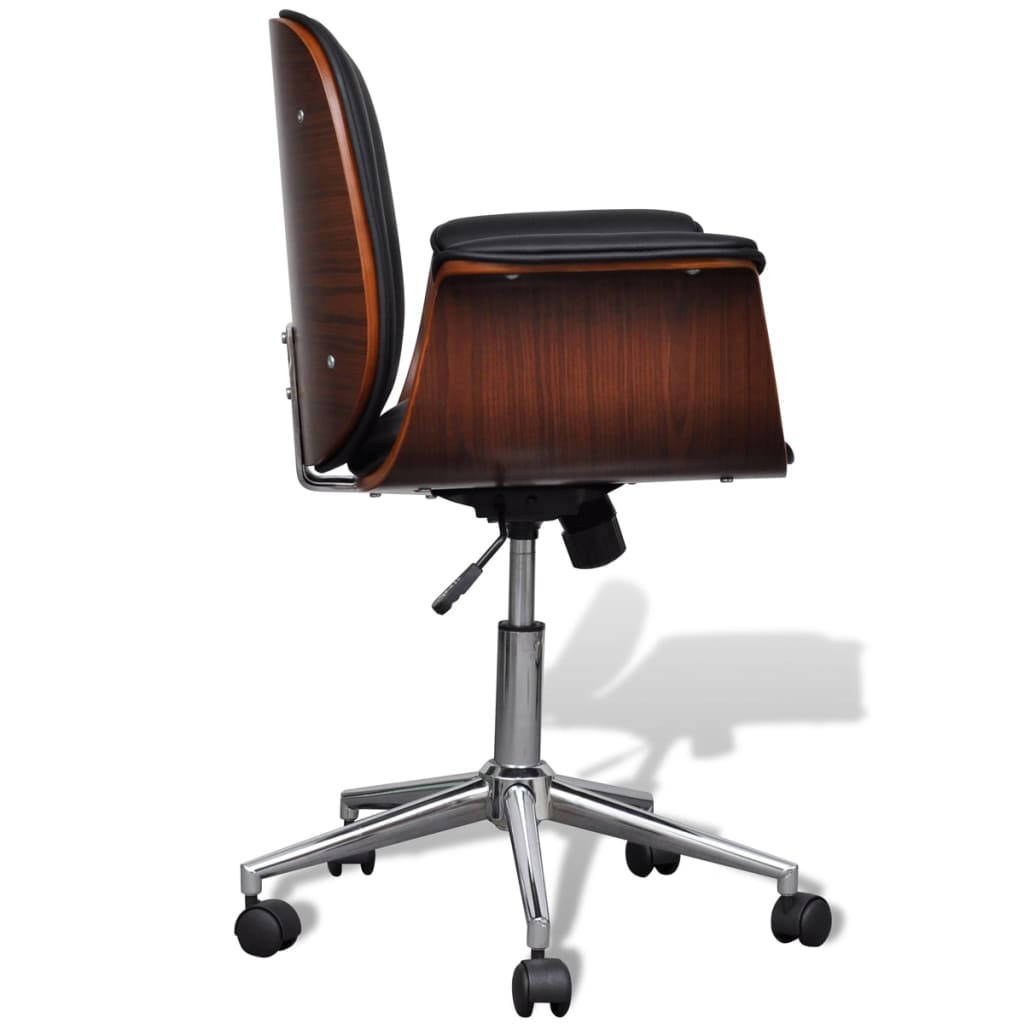 Sillón Giratorio De Madera Curvada Y Cuero Sintético