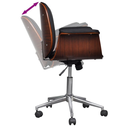 Sillón Giratorio De Madera Curvada Y Cuero Sintético
