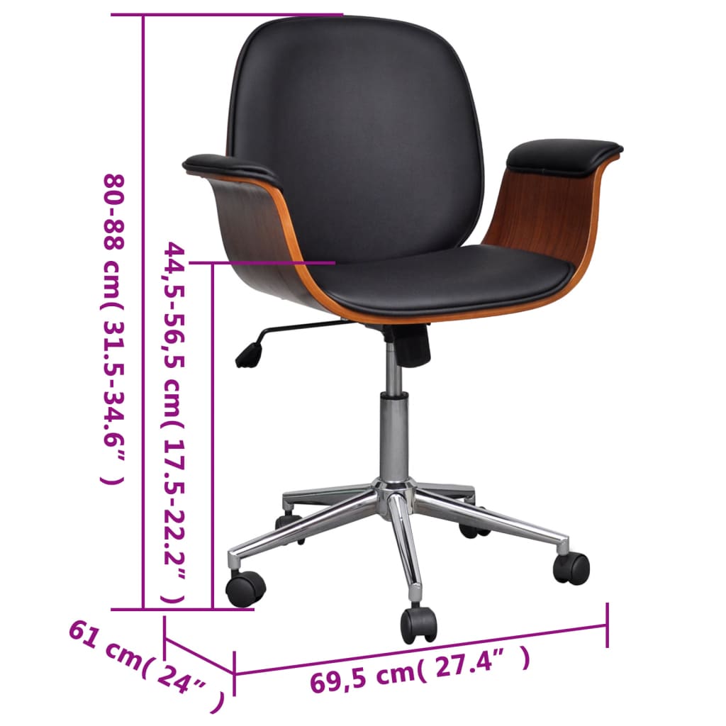 Sillón Giratorio De Madera Curvada Y Cuero Sintético