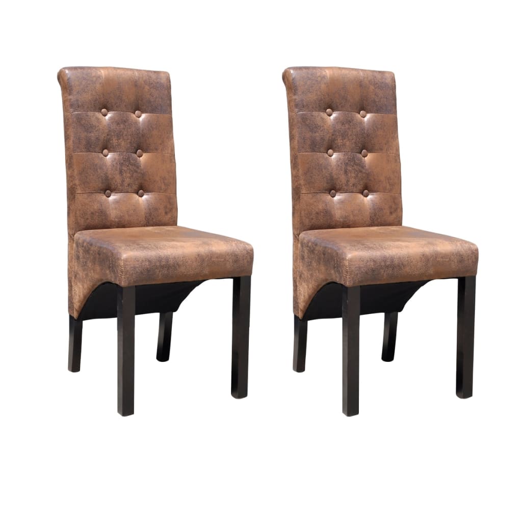 Sillas De Comedor 4 Unidades Cuero Sintético Marrón
