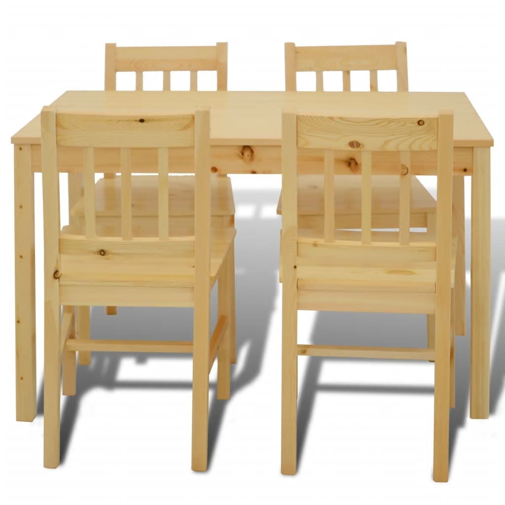 Mesa De Comedor Y 4 Sillasde Madera Color Natural