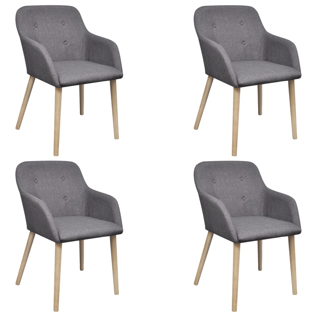 Sillas De Comedor 4 Uds Tela Y Madera Maciza Roble