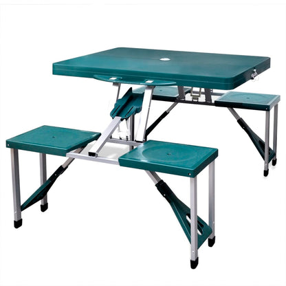 Set Mesa Plegable De Camping Y 4 Taburetes Aluminio