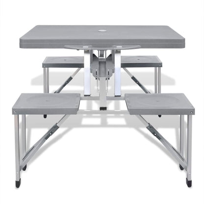 Set Mesa Plegable De Camping Y 4 Taburetes Aluminio