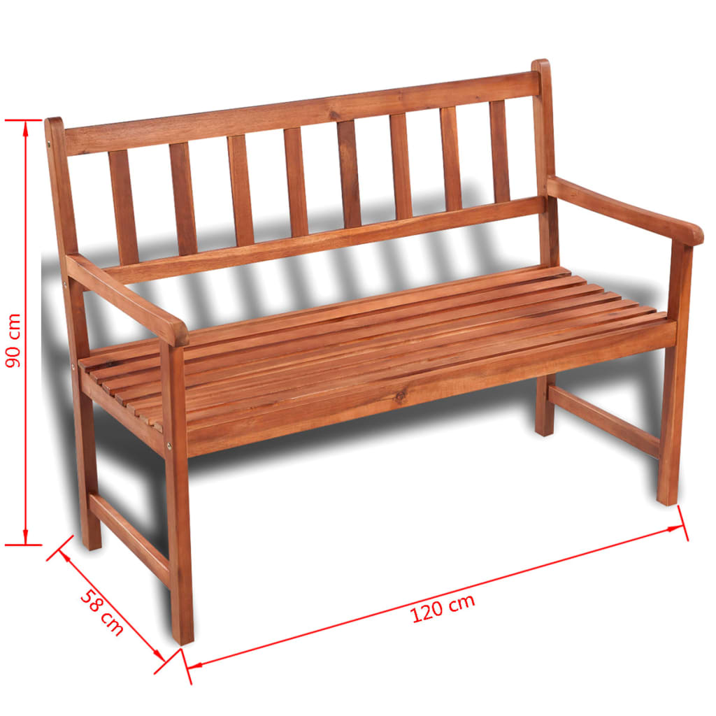 Banco De Jardín Madera Maciza De Acacia 120 Cm