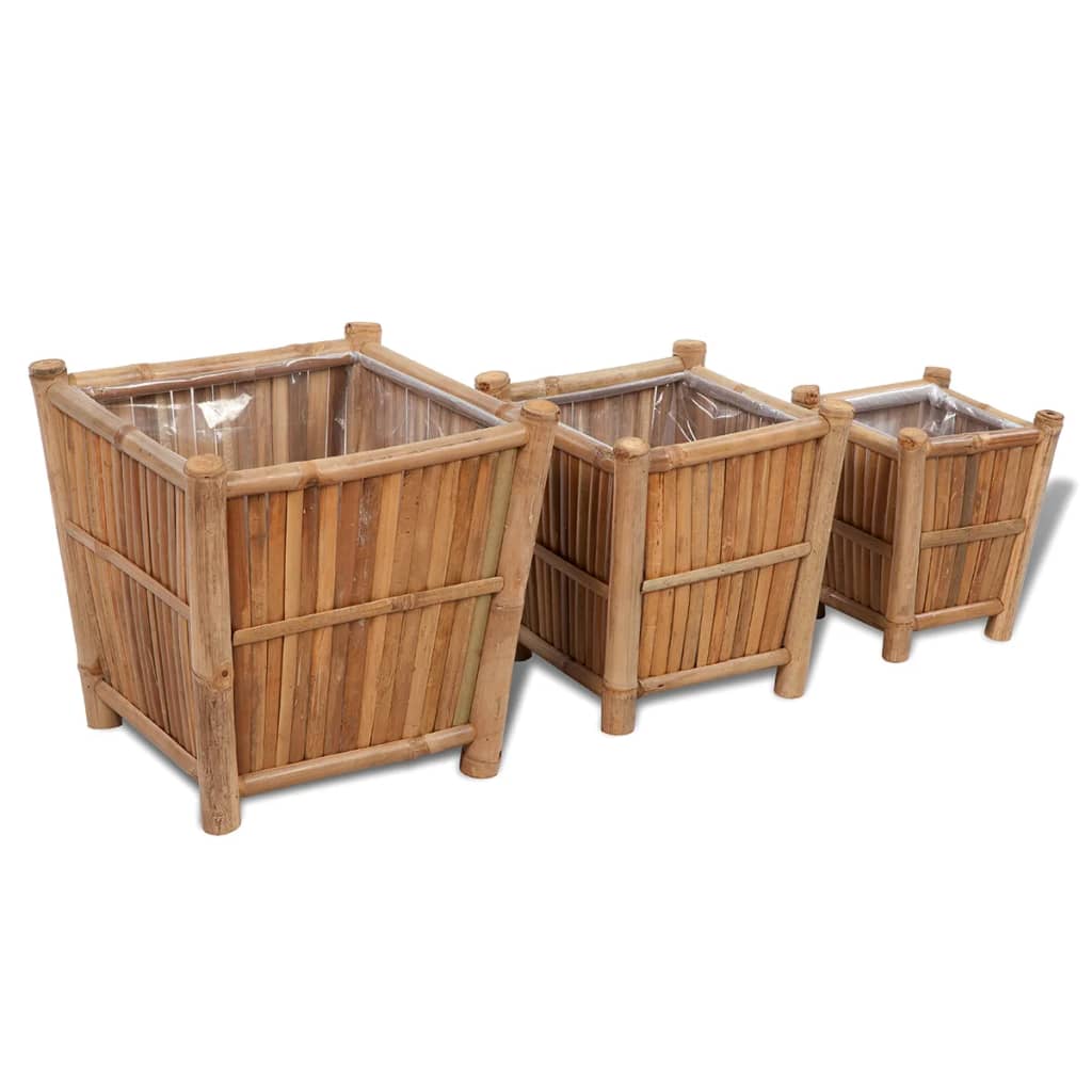 Jardineras Con Forro De Nailon 3 Unidades Bambú