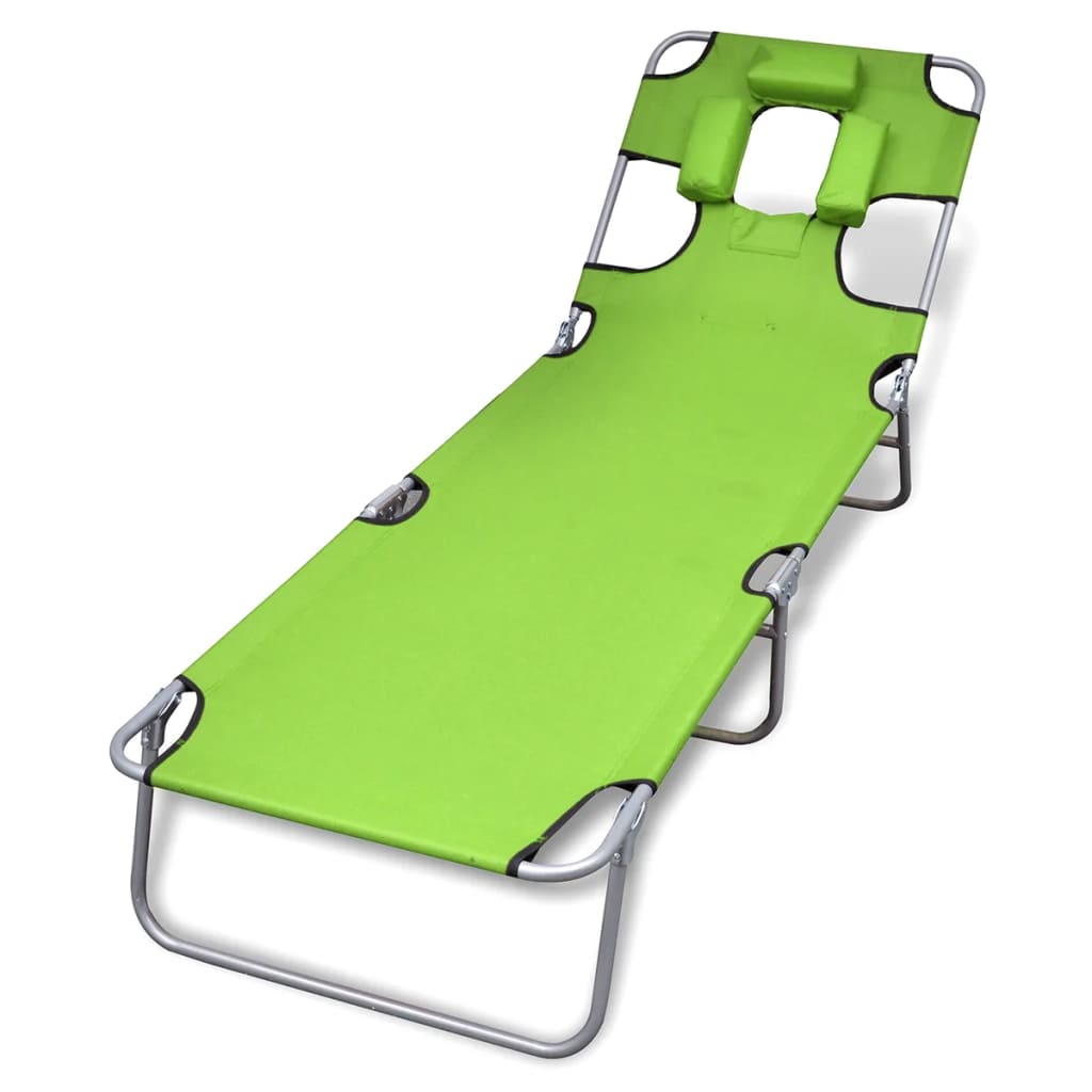 Tumbona Plegable Con Cojín Para La Cabeza Acero