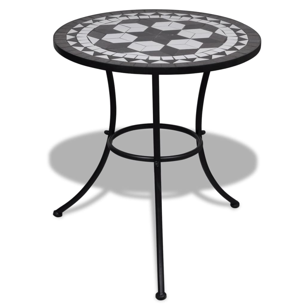 Mesa De Bistró De Mosaico Cerámica Y Blanco Ø