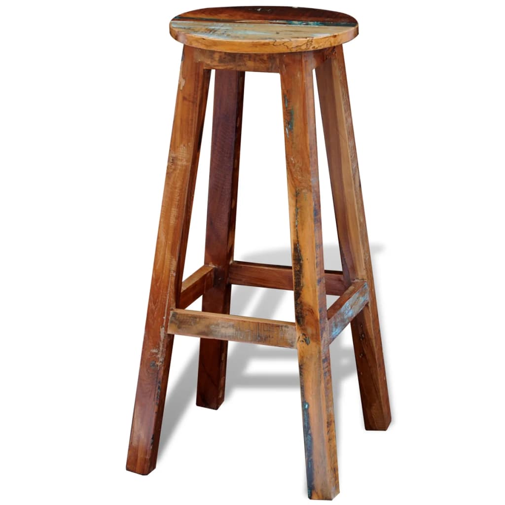 Taburete De Bar Madera Maciza Reciclada