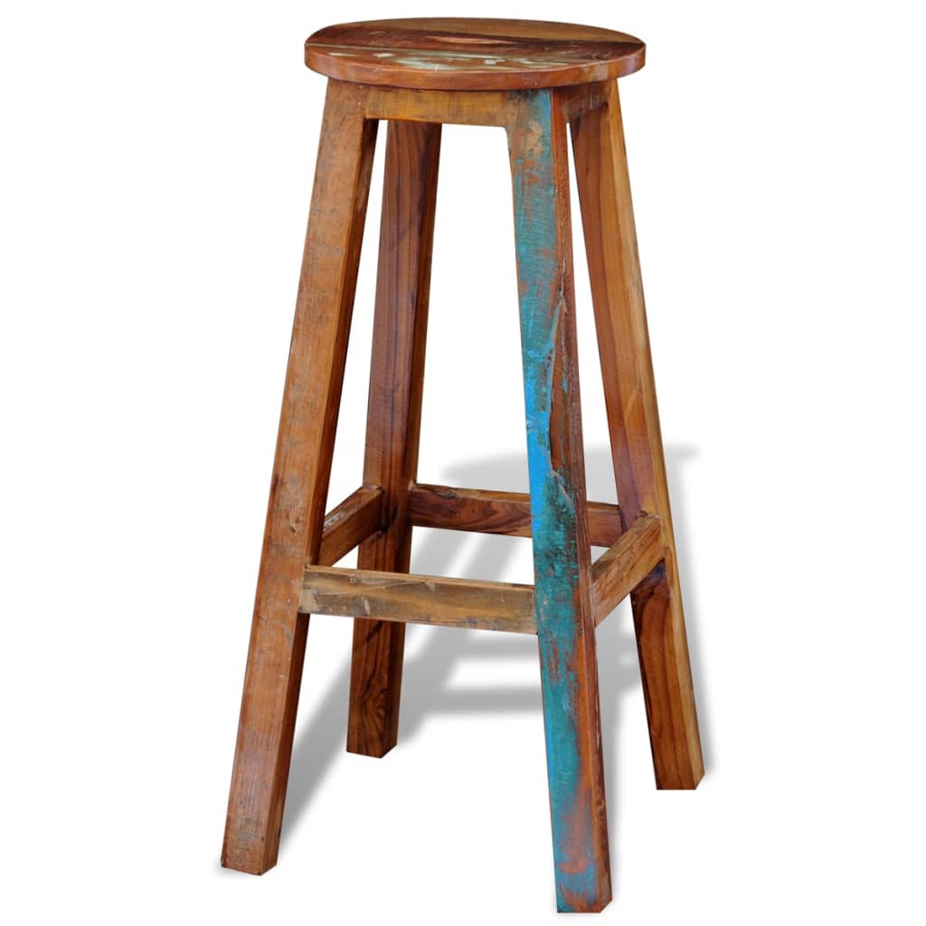 Taburete De Bar Madera Maciza Reciclada