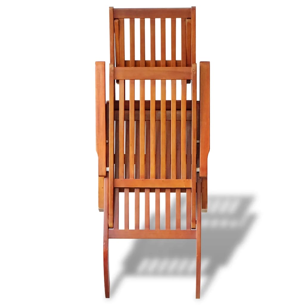 Tumbona De Jardín Con Reposapiés De Madera Maciza De Acacia
