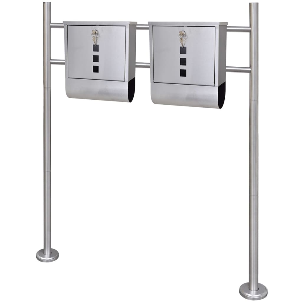 Conjunto De 2 Buzones Con Soporte De Acero Inoxidable