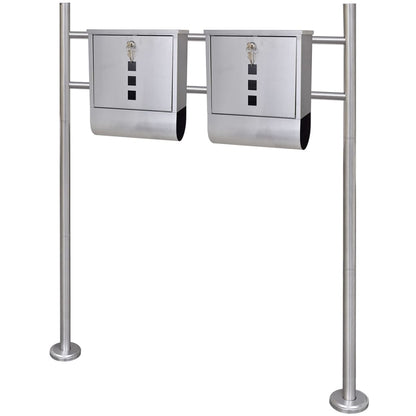 Conjunto De 2 Buzones Con Soporte De Acero Inoxidable