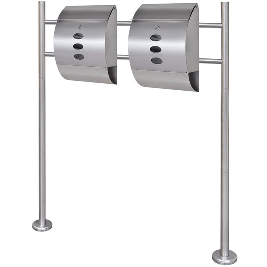 Conjunto De 2 Buzones Con Soporte De Acero Inoxidable