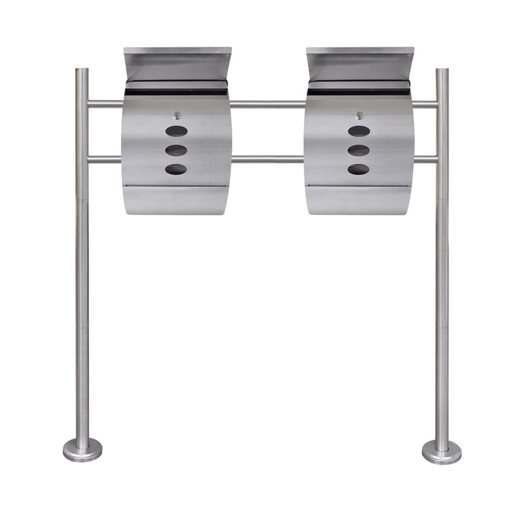 Conjunto De 2 Buzones Con Soporte De Acero Inoxidable