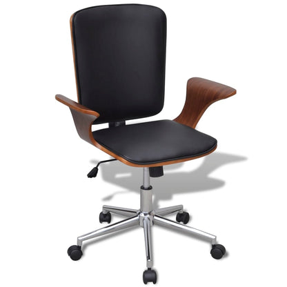 Silla De Oficina Giratoria Madera Curvada Y Cuero Artificial