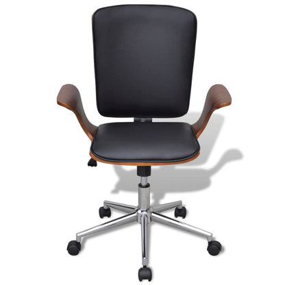 Silla De Oficina Giratoria Madera Curvada Y Cuero Artificial