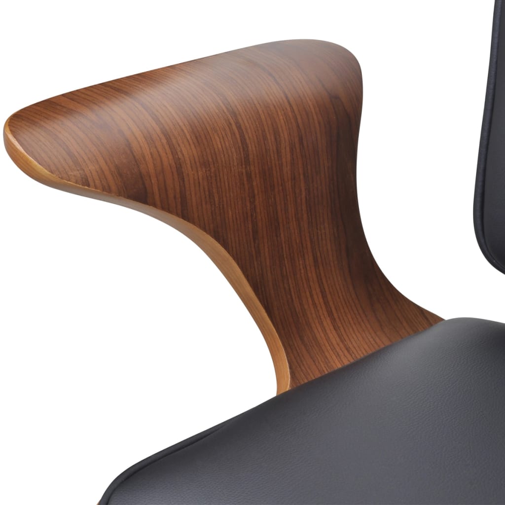 Silla De Oficina Giratoria Madera Curvada Y Cuero Artificial