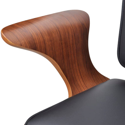 Silla De Oficina Giratoria Madera Curvada Y Cuero Artificial