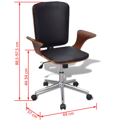 Silla De Oficina Giratoria Madera Curvada Y Cuero Artificial