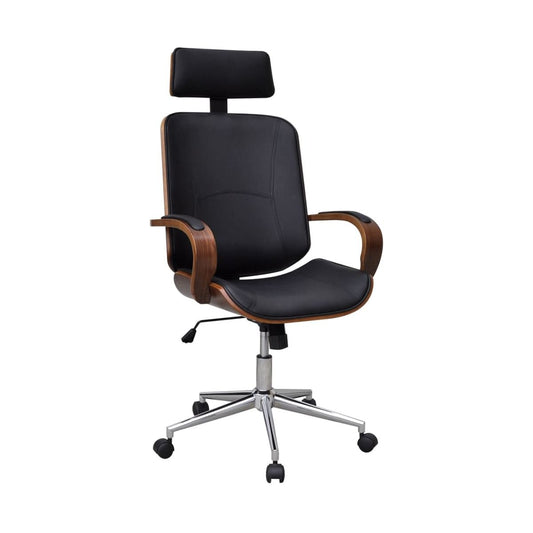 Silla De Oficina Giratoria Madera Curvada Y Cuero Artificial