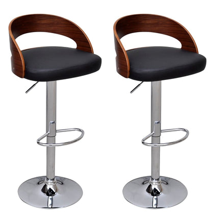 Taburetes De Cocina 2 Uds Cuero Sintético Madera Curvada Crema
