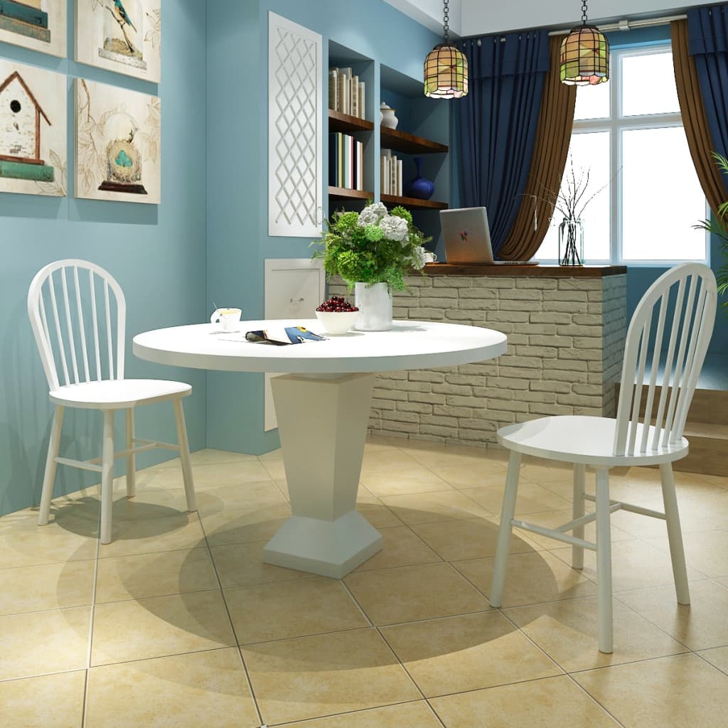 Sillas De Comedor 4 Unidades Madera Maciza De Caucho Blanco