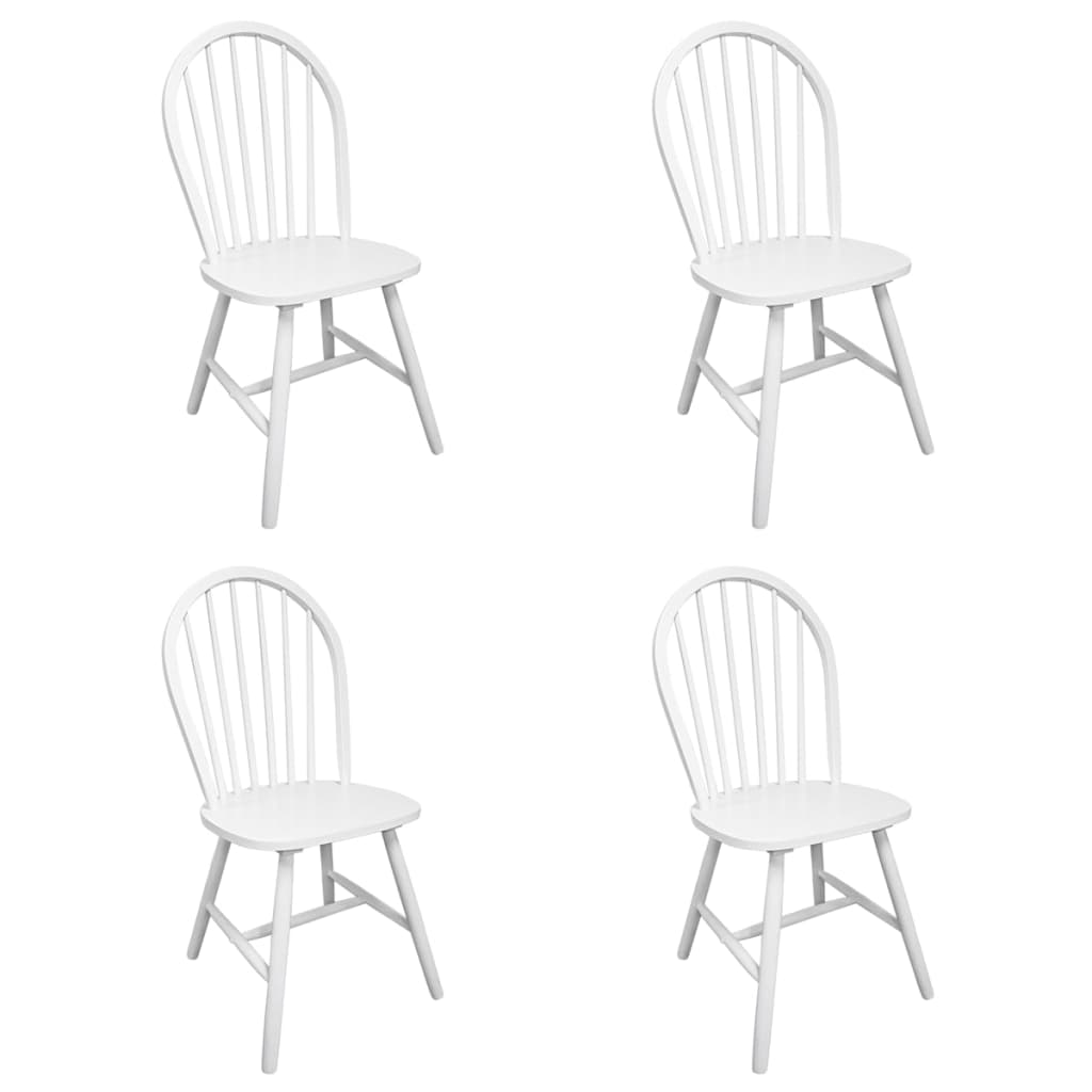 Sillas De Comedor 4 Unidades Madera Maciza De Caucho Blanco