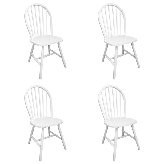 Sillas De Comedor 4 Unidades Madera Maciza De Caucho Blanco