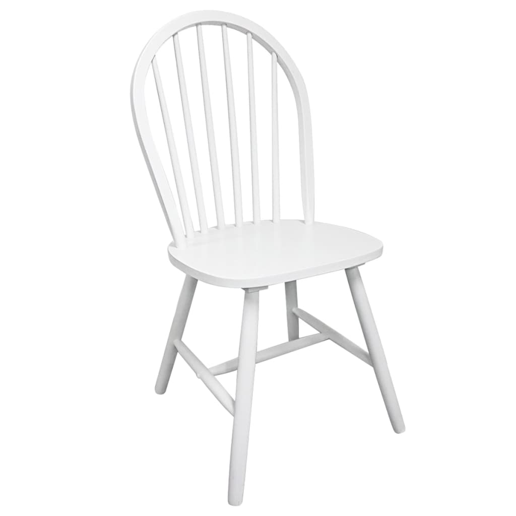 Sillas De Comedor 4 Unidades Madera Maciza De Caucho Blanco