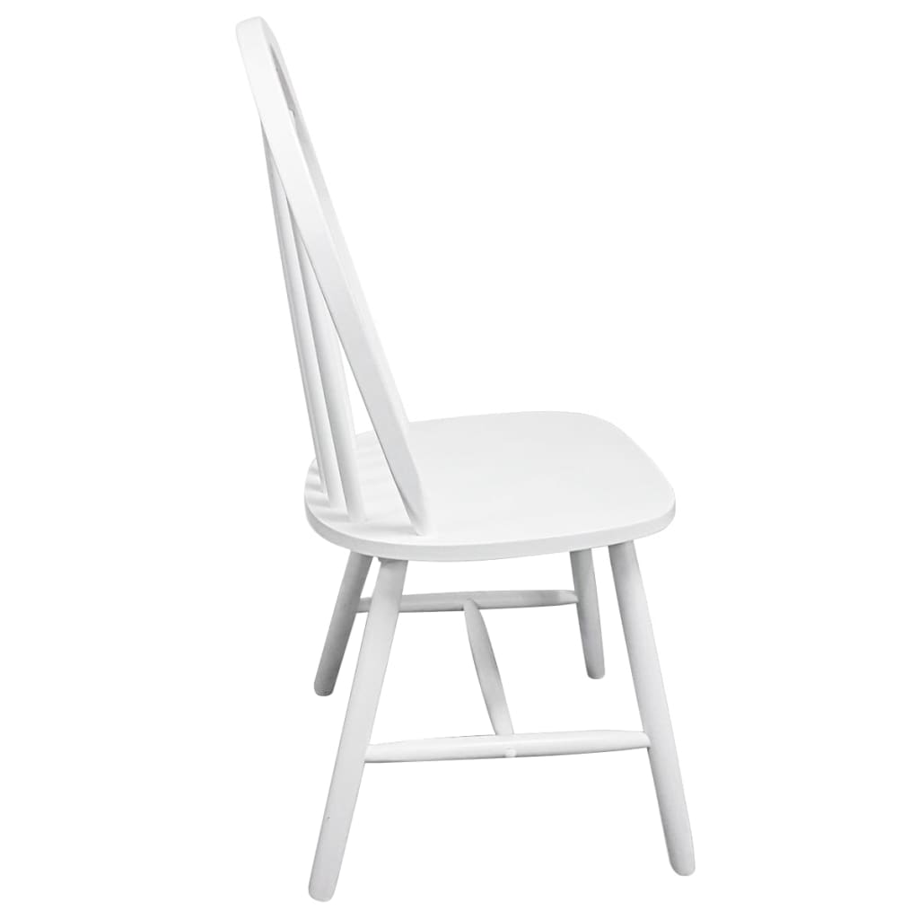 Sillas De Comedor 4 Unidades Madera Maciza De Caucho Blanco